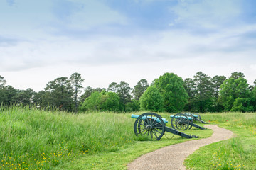 Fototapeta na wymiar Civil War era cannon on a spring day