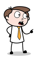 Pointing While Talking - Office Businessman Employee Cartoon Vector Illustration﻿