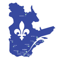Quebec map province with cities
