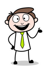 Presenting - Office Businessman Employee Cartoon Vector Illustration﻿