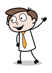 Waving Hand to say Hi - Office Businessman Employee Cartoon Vector Illustration﻿