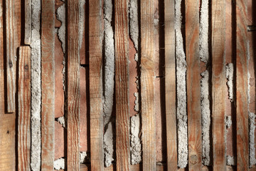 Worn and spaced wooden slats