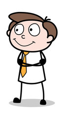 Smiling and Watching - Office Businessman Employee Cartoon Vector Illustration﻿