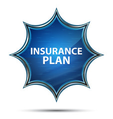 Insurance Plan magical glassy sunburst blue button