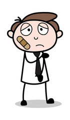 Bandage On Face - Office Businessman Employee Cartoon Vector Illustration﻿