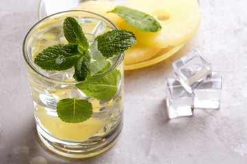 Infused detox water with pineapple and mint. Summer drink