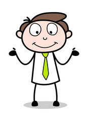 Smiling with Open Handed - Office Businessman Employee Cartoon Vector Illustration﻿