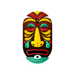 Cute bushman wood mask with drop element and colorful