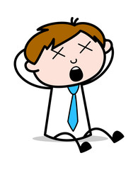 Unconscious - Office Salesman Employee Cartoon Vector Illustration﻿