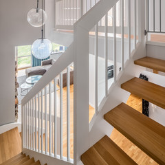 Home interior with wooden stairs