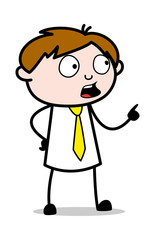 Pointing and Reminding - Office Salesman Employee Cartoon Vector Illustration﻿