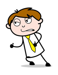 Passionate to Win - Office Salesman Employee Cartoon Vector Illustration﻿