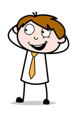 Watching and Smiling - Office Salesman Employee Cartoon Vector Illustration﻿