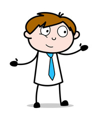 Showing Empty Hands - Office Salesman Employee Cartoon Vector Illustration﻿