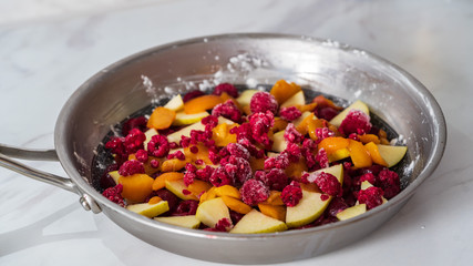 apples and raspberries for pie