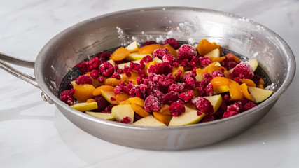 apples and raspberries for pie