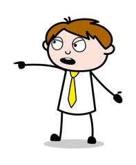 Shouting and Scolding - Office Salesman Employee Cartoon Vector Illustration﻿