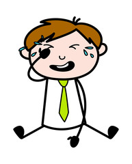 Weeping - Office Salesman Employee Cartoon Vector Illustration﻿
