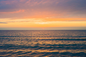Fototapeta na wymiar Beautiful sunset over the sea. Bright sunset sky with clouds. Black sea, Anapa, Krasnodar region, Russia