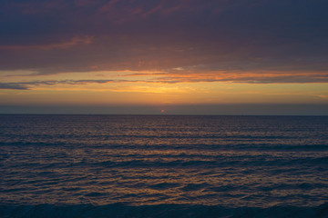 Obraz premium Beautiful sunset over the sea. Bright sunset sky with clouds. Black sea, Anapa, Krasnodar region, Russia
