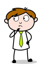 Thinking Deeply - Office Salesman Employee Cartoon Vector Illustration﻿