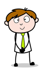 Slightly Smiling and Standing Pose - Office Salesman Employee Cartoon Vector Illustration﻿