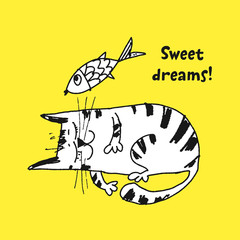 Cute cat sketch vector illustration