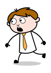 Running in Fear - Office Salesman Employee Cartoon Vector Illustration﻿