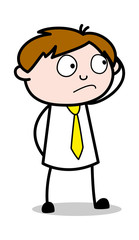 Confused and Thinking - Office Salesman Employee Cartoon Vector Illustration﻿