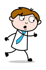 Running Pose - Office Salesman Employee Cartoon Vector Illustration﻿
