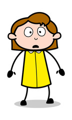 Concerned - Retro Office Girl Employee Cartoon Vector Illustration﻿
