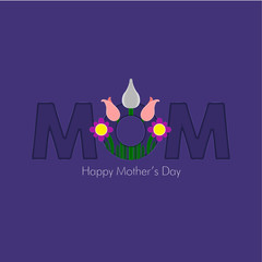 Happy mother day text with flowers for a greeting card- Vector