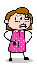 Irritating - Retro Office Girl Employee Cartoon Vector Illustration﻿