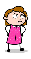Disappointed - Retro Office Girl Employee Cartoon Vector Illustration﻿