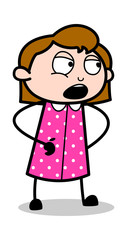 Shouting - Retro Office Girl Employee Cartoon Vector Illustration﻿