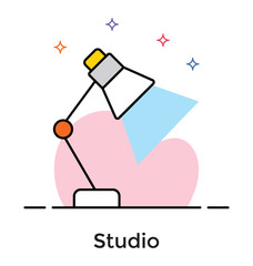 Studio lamp in flat icon design