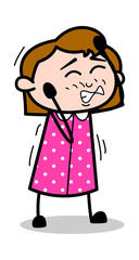 Irritated - Retro Office Girl Employee Cartoon Vector Illustration﻿