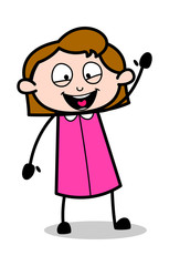 Joyful - Retro Office Girl Employee Cartoon Vector Illustration﻿