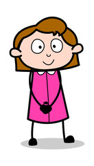 Satisfied - Retro Office Girl Employee Cartoon Vector Illustration﻿