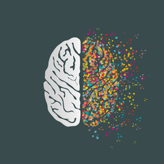 Creative concept of the human brain on Dark slate grey background