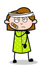 Obraz premium Injured - Retro Office Girl Employee Cartoon Vector Illustration﻿