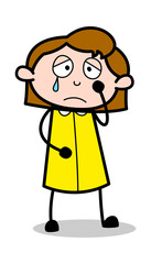 Obraz premium Very Sad - Retro Office Girl Employee Cartoon Vector Illustration﻿