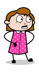 Talking Face Style - Retro Office Girl Employee Cartoon Vector Illustration﻿