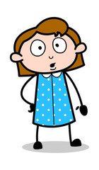 Wondering Face Expression - Retro Office Girl Employee Cartoon Vector Illustration﻿