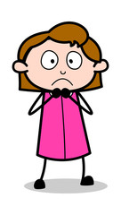Frightened Expression - Retro Office Girl Employee Cartoon Vector Illustration﻿