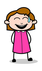 Laughing Loudly - Retro Office Girl Employee Cartoon Vector Illustration﻿
