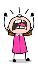 Fototapeta premium Yelling - Retro Office Girl Employee Cartoon Vector Illustration﻿