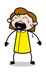 Obraz premium Weeping - Retro Office Girl Employee Cartoon Vector Illustration﻿