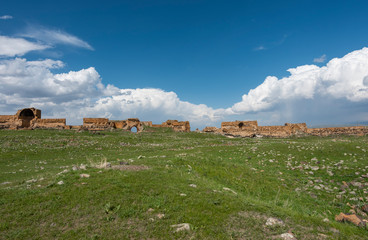 Obraz premium Ani ruins, Kars turkey. Old church, ruined city.