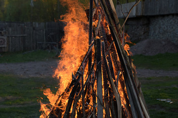 Great ritual bonfire on the Old Slavonic holiday - obrazy, fototapety, plakaty